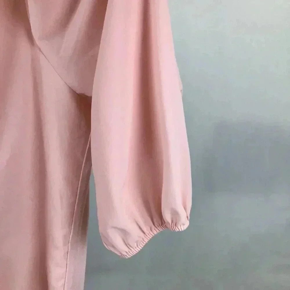 Bisou Bisou Michele Bohbot Blush Pink Wraparound Bubble Hem Top Puff Sleeves 3X - Picture 9 of 12
